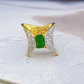 S925 silver star necklace with green emerald-cut stone and two-tone gold finish - Pendant Only (Without Chain) (KDP1979)