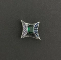 S925 sterling silver necklace featuring a vintage emerald-cut green stone with purple accents - Multi-color Gemstone Style (KDP2032)