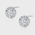 Eleganti orecchini a perno tondi in argento 925 traforati con scintillanti zirconi bianchi - Stile Sfera Ondulata Svuotata (KDP2184)