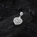 S925 sterling silver heart pendant with vintage floral patterns and green gemstone - Silver Filigree Heart Style (KDP2180)