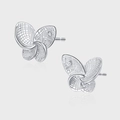 Orecchini a farfalla in argento S925 con texture a rete cava e dettaglio in zircone - Stile Farfalla Traforata (KDP2150)