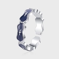 S925 Sterlingsilber Emaille Ring mit Wellenmuster und Sternengravuren - Vintage Welliges Emaille Kreuzstern Design (KDP2191)