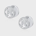 S925 sterling silver H-letter earrings with shimmering pavé cubic zirconia accents - Silver H Letter Pave Rhinestone Style (KDP2145)