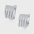 Orecchini multistrato in argento S925 con zirconi scintillanti e finitura spazzolata - Stile Strass Pavé Spazzolato Opaco (KDP2214)