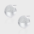 S925 sterling zilveren bolknopjes met kristalpavé en een geborstelde metaaltextuur - Geborstelde Bol Strass Stijl (KDP2215)