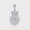 S925 Sterling silver mermaid texture crown pendant with elegant female portrait relief - Platinum Color (KDP2216)