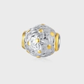 Charm margherita in argento 925 con placcatura in oro per bracciali fai da te - Charm Sfera Cava Margherita (KDP2107)