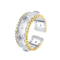 Vintage S925 sterling silver ring featuring a brushed texture and zircon star detail - Two Tone Vintage Brushed Star Style (KDP2250)