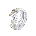 Zweifarbiger Federring aus Gold und Silber mit realistischer Textur und offenem Design - Gold und Silber Feder Stil (KDP2281)