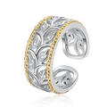 S925 sterling zilveren ring met gouden randen, holle bladeren en zirkonia voor dames - Goudgerande Holle Bladstijl (KDP2300)