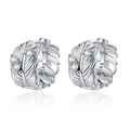 Exquisite 925 Sterling Silber Feder Creolen mit Zirkonia Steinen auf weißem Hintergrund - Silber Feder Stil (KDP1814)