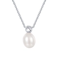 Collar minimalista de plata de ley S925 con colgante de perla de agua dulce para mujer - Estilo de Colgante Geométrico (KDP2313)