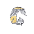 Anello aperto a foglia d'acero in argento S925 bicolore con zirconi incastonati - Stile Foglia di Acero Bicolore (KDP2302)