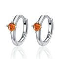 Classic S925 sterling silver hoop earrings featuring a single round orange gemstone - Orange Style (KDP2351)