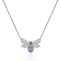 Collana ape in argento S925 con zirconi colorati e pietre verde smeraldo - Stile Ape Colorata (KDP2363)