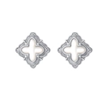 Vintage S925 Sterlingsilber Kleeblatt Ohrstecker mit weißem Perlmutt für Damen - Vintage Kleeblatt-Stil (KDP2388)