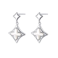 S925 sterling zilveren hanger oorbellen met witte klaver van parelmoer inlays - Klaver Parelmoer Hanger Stijl (KDP2389)