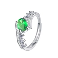Πολυτελές δαχτυλίδι από ασήμι S925 με οβάλ πράσινο ζιργκόν και λαμπερές λεπτομέρειες - Στυλ Στέμμα με Πράσινη Οβάλ Ζιρκόνια (KDP2396)
