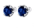 S925 silver stud earrings featuring round deep blue zircon with screw back design - Blue (KDP2317)