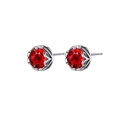S925 Sterling Silber Ohrstecker mit rotem Zirkonia und Herz-Ausschnitt-Design für Damen - Vintage Runder Roter Zirkonia-Stil (KDP2430)