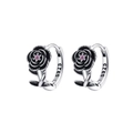 Orecchini a cerchio in argento S925 stile vintage con rose nere e zircone rosa - Stile Rosa Nera Vintage (KDP1152)