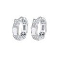 S925 sterling silver hoop earrings with white mother of pearl inlay and zircons - Silver Bone Inlaid Mother Of Pearl Style (KDP2444)