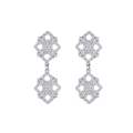 Boucles d'oreilles pendantes baroques en argent S925 avec motifs creux et oxydes de zirconium - Style rétro ajouré (KDP2115)