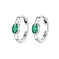 Orecchini a cerchio in argento S925 con zirconi verde smeraldo in raffinato stile retrò - Orecchini Zirconia Verde (KDP2439)