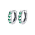 Exquisite S925 Sterling Silber Creolen mit einer Reihe grüner herzförmiger Zirkoniasteine - Grün
