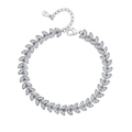 Luxurious S925 sterling silver bracelet with leaf pattern and sparkling cubic zirconia - Wheat Ear Style (KDP2284)