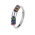 Vintage S925 sterling silver spinning ring with colorful cubic zirconia stones - Multicolor Zirconia Open Ring (KDP2432)
