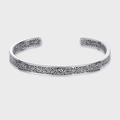 Bracciale rigido vintage in argento sterling S925 con incisioni floreali retrò - Bracciale Aperto Arabescato (KDP1529)