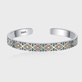 S925 Sterling Silber Armreif mit geometrischen Mustern und bunten Zirkon-Steinen besetzt - Bunter Strass Offenes Armband (KDP1328手镯)