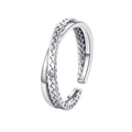 Minimalistische S925 sterling zilveren kruisring met geweven textuur en gepolijste afwerking - Minimalistische Verstrengelde Geweven Stijl (KDP2406)