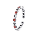 Vintage S925 zilveren ring met rode zirkoonstenen en verstelbaar sterontwerp voor dames - Vintage Rode Zirkoon Ster Stijl (KDP2433)