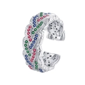 S925 Sterlingsilber Ring mit geflochtenem Design und bunten Zirkonia-Steinen besetzt - Gedrehtes Seil Farbiger Strass-Stil (KDP2405)