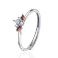 Anello a fiore in argento S925 con gemme marquise rosse e cristalli scintillanti - Stile Combinazione Zirconia Rubino (KDP2476)