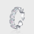 S925 sterling zilveren pauwenring met roze en blauwe gradiënt glitter inlay - Roze Blauw Gradiënt (KDP2503)