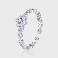 S925 sterling silver ring featuring a purple star gem and irregular wavy band design - Purple Star Open Style (KDP2504)