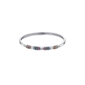 Vintage S925 sterling silver bracelet with multi-colored cubic zirconia inlays - Bangle (KDP2441)