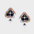Orecchini a perno Asso di Picche in argento 925 con zircone arancione e smalto nero lucido - Stile Vintage Asso di Picche Stella Strass (KDP2512)