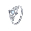 Vintage S925 sterling silver moonstone ring with intricate hollow floral lace design - Hollow Moonstone Flower Style (KDP2538)