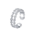 S925 sterling silver wavy lace ring with brushed texture and zircon stones on white background - Silver Brushed Lace Border (KDP2537)