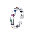 S925 sterling zilveren open ring met kleurrijke geometrische zirkonia stenen - Kleurrijke Zirconia Geometrische Open Stijl (KDP2528)