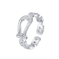 Vintage S925 sterling silver open ring featuring horseshoe design and floral carvings - Vintage Carved Horseshoe Buckle Ring (KDP2536)