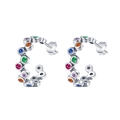 Ohrstecker aus S925 Sterlingsilber in C-Form mit bunten Zirkonia Regenbogensteinen - Regenbogen C-Förmiger Stil (KDP2516)