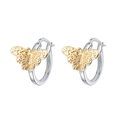 S925 Sterling Silber Schmetterling Ohrringe mit zweifarbigem Gold-Silber Textur-Design - Gold Silber Zweifarbig Schmetterling Stil (KDP2518)