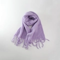 Soft lilac cashmere-feel long scarf with decorative fringes for winter warmth - Light Purple