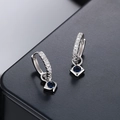 Eleganti orecchini a cerchio in argento sterling S925 con pendenti in zircone blu - KDP2520 / Strass Blu