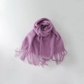 Soft solid lavender purple faux cashmere scarf with long tassel fringe for winter warmth - Smoky Purple